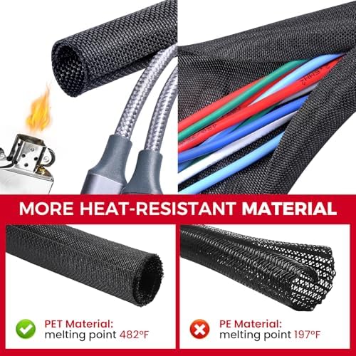 Braided-Wiring-Loom Black Mesh Woven Split-Sleeves 1/2''-28ft - Image 5