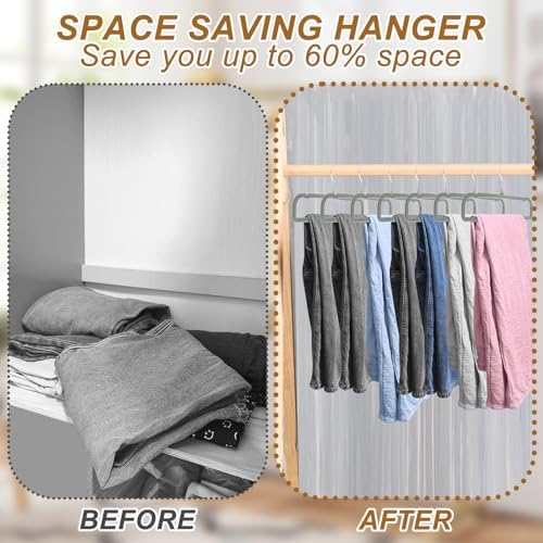 Pants Hangers Space Saving, 30 Pack Velvet Hangers for Closet with 30 Hooks, Strong Durable Non Slip Slim Clothes Hanger, Ultra Soft Flocked Hanger for Pants, Shirts, Bra, Shorts (Grey) - Image 4