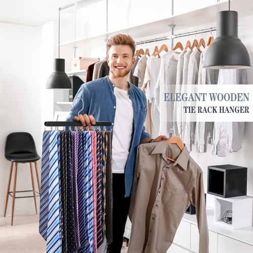 Tie Rack Hanger for Closet, Upgraded Tie Holder Organizer for Men, Black - Image 2