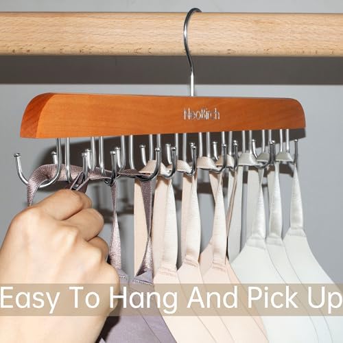 Wooden Bra Hanger with 20 Hooks Space Saving Closet Organizer for Tank Top - Image 6