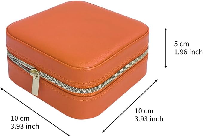 TRODANCE Jewelry Travel Case with Mirror,Small Travel Jewelry Organizer, Portable Jewelry Box Travel Mini Organizer Portable Display Storage Box for Rings Earrings Necklaces (Orange)