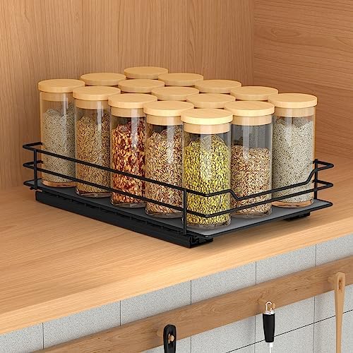 BOIVSHI Pull Out Spice Rack Organizer for Cabinet, Heavy Duty Slide Out Spice Rack Organizer for Kitchen Cabinets and Pantry, Fits Spices, Sauces, Canned Food (6.5''Wx10.5''Dx2.5''H) - Image 2