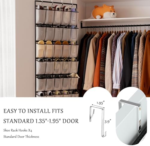 homyfort Over the Door Shoe Organizer, 40 Large Breathable Mesh Pocket,Space Saving Hanging Shoe Rack,Shoe Storage Holder for Entryway Bedroom Closet - Image 4