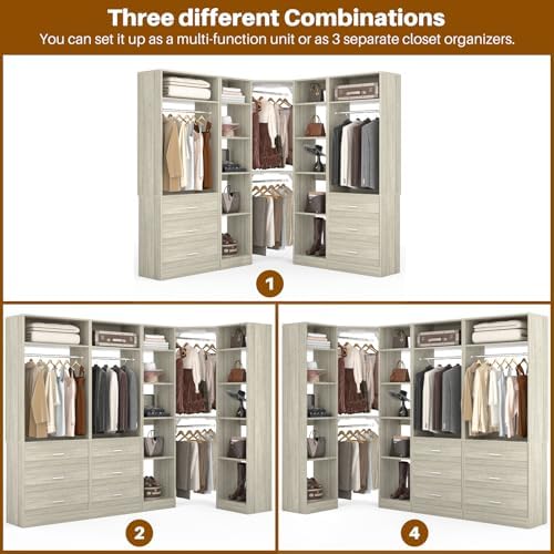 Besiost Corner Closet System with 6 Drawers, Corner Closet Organizer System - Image 5