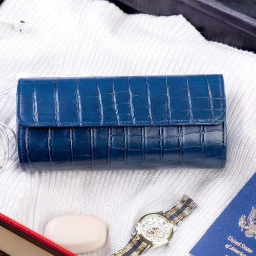 MR.OKAY 3 Watch Travel Case- Classic Leather Watch Case With Superb Texture. (Portable Watch Roll Or Organizer For Storage And Display).Festival Gift For Men, All Handcrafted By Artisans. - Image 6