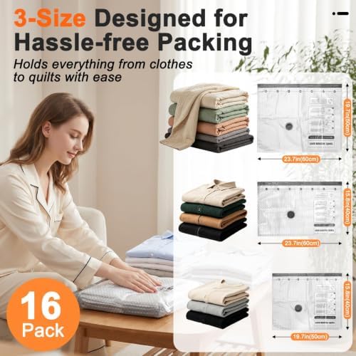 16 Pack Travel Vacuum Bags with Pump - Image 4