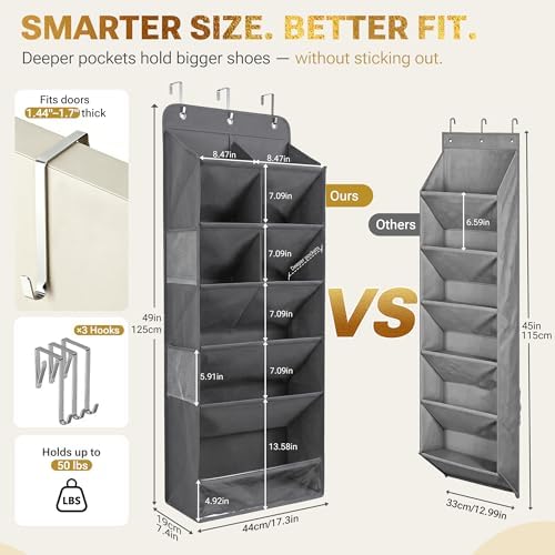 HOMELUX THEORY Hanging Shoe Organizer for Closet, 6-Tier, 120D, Transparent - Image 3