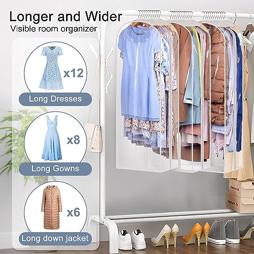 Sleeping Lamb 10" Gussetes Clear Garment Bags for Hanging Clothes Storage 50" Dress Bags for Closet Storage Coat Cover for Suits, Sweater, Jacket(3 Packs) - Image 5