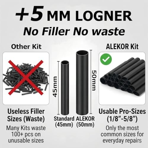 3:1 Dual Wall Heat Shrink Tubing Kit 240 PCS Black - Image 6