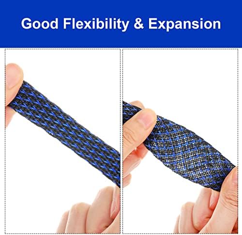 Xuniea 96ft Wire Loom Braided Cable 1/4, 1/2, 3/4 Inch,Black and Blue - Image 3