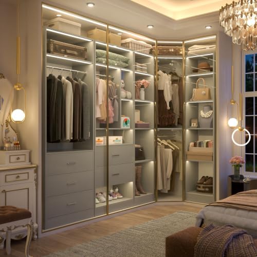 Besiost Corner Closet System with 5 Drawers, Closet Organizer Systems - Image 3