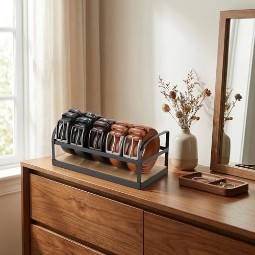 DAOYA 5-Slot Belt Organizer for Closet, Bamboo Wooden Belt Storage Rack for Dresser Drawer, Display Belts Ties Neatly, Sturdy Gift for Men - Image 2