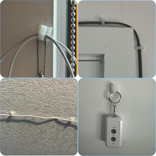 150 PCS Adhesive Cable Wire Clips Black, Outdoor Cable Management Wire Organizer Cord Holder for Under Desk, Car, Wall, TV PC Ethernet Cable (White) - Image 4