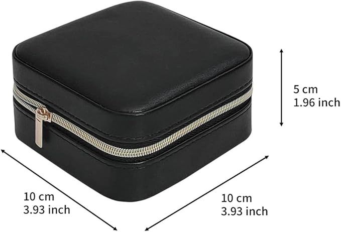 TRODANCE Jewelry Travel Case with Mirror,Small Travel Jewelry Organizer, Portable Jewelry Box Travel Mini Storage Organizer Portable Display Storage Box for Rings Earrings Necklaces (Black)