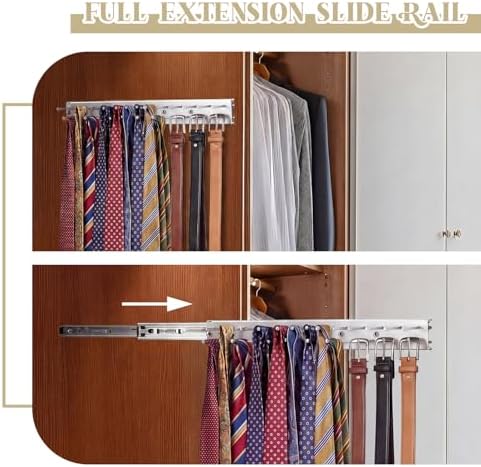 Blulu 1 Pcs 13.8'' Sliding Tie Rack Hangers for Closet, 25 Tie Each, Sliver - Image 4