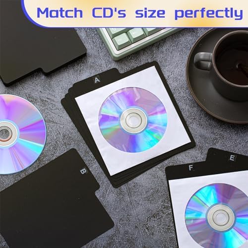 Skyygemm 50 Pcs CD Divider Tabs Black Plastic with Alphabet Stickers - Image 4