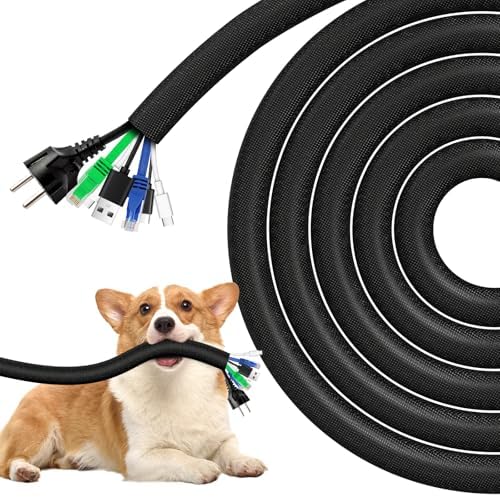 AGPTEK Cable Sleeve, 6.6ft - 1.35 inch Dog Cat Cord Protector for Pet,Black by AGPTEK