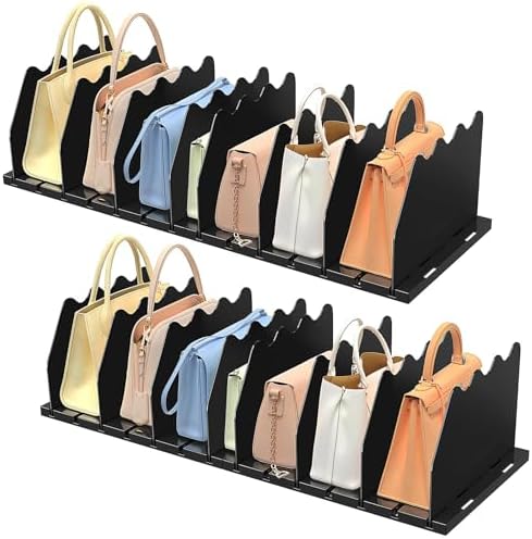 SOYO Adjustable Shelf Dividers for Closet, Purse Organizers for Bag, Black by SOYO