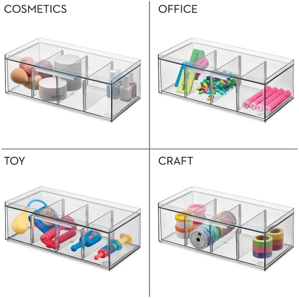 iDesign XL Tea Bag Organizer, 4-Section Clear Stackable, 4-Pack - Image 7
