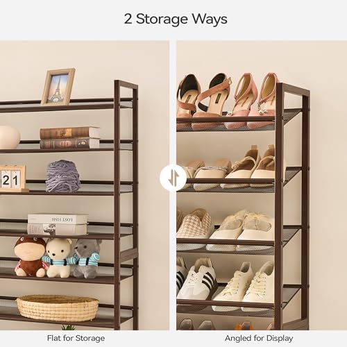 Nunsino Shoe Rack, Long Shoe Organizer,Max Holds 50 Pairs,8 Tier Metal Shoe Storage Shelf,4-Tier Stackable Shoes Organizer for Garage, Entryway,Bronze - Image 4
