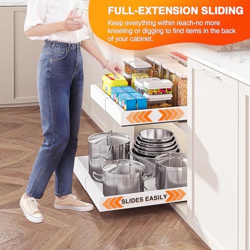 1 Pack Expandable Pull Out Cabinet Organizer,21" Deep,White - Image 5