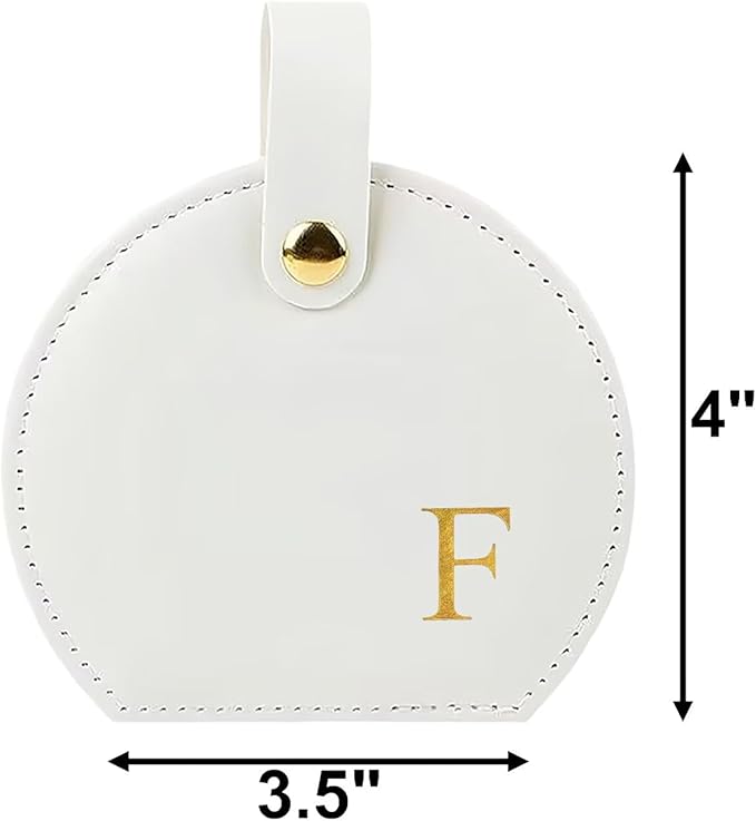 Travel Jewelry Case,Personalized Jewelry Box,Elegant Half-Moon Design with Personalized Golden Initial Case,Personalized Gifts for Women,Jewelry organizer;Personalized Gifts for Women or Friends(F)
