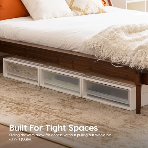 IRIS USA 4-Pack, 27 Qt. Under Bed Storage Bin with Sliding Drawers, White - Image 5
