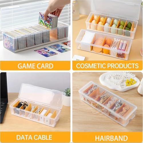 2 Pack Clear Cable Organizer Box with Lid, Plastic Charger Cable Cord Storage Organizer, Stackable Office Desk Organizers, Multifunctional Accessories Storage Box Fit in Home Drawer - Image 6