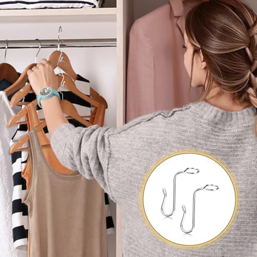 Sankoly 50 Pieces Hanger Connector Hooks Metal Hanger Extender Hooks Stable Clothes Connector for Different Clothes Hangers, 8.7 mm/0.34 Inch Hole Diameter, Silver - Image 6