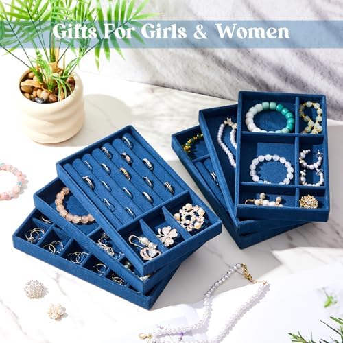 Junkin 18 Pcs Stackable Jewelry Drawer Organizer Inserts Peacock Blue - Image 4