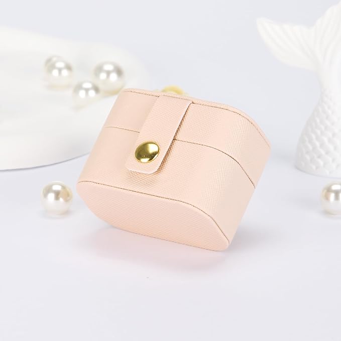 KUKUVR Small Travel Jewelry Box For Ring Stud Earring, Mini Jewelry Ring Holder for Multiple Rings, Portable Jewelry Storage Organizer Case (Pink)