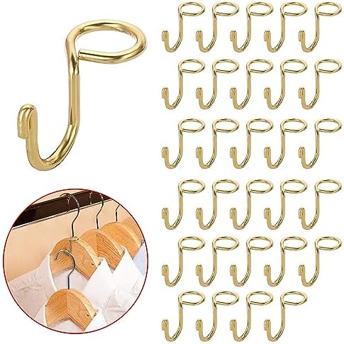 Sumnacon Cascading Hanger Hooks for Velvet Wooden Hangers, 30Pcs Gold by Sumnacon