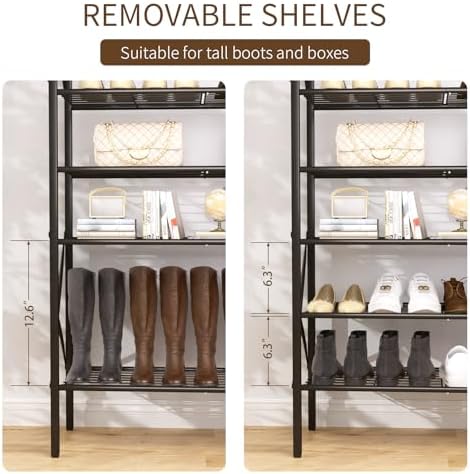 8 Tiers Tall Shoe Rack Organizer, Large Capacity Shoe Rack Holds 32 Pairs of Shoes, Durable and Stable, Adjustable Metal Shelf Stackable Shoe Shelf for Entryway, Hallway, Living Room, Closet - Image 7