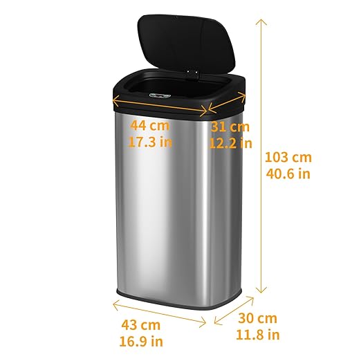 BestOffice 22 Gallons Automatic Sensor Large Kitchen Trash Can with Stainless Steel, Touchless Garbage Bin with Lid for Kitchen, Home, Office Waste Bin 82L
