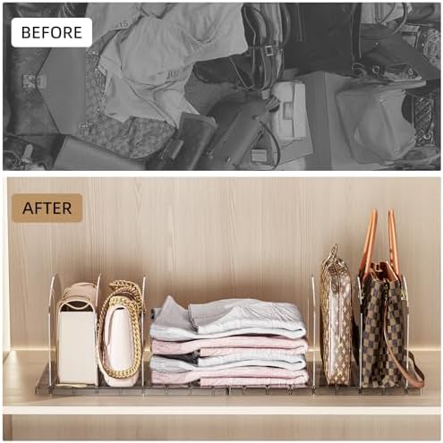 JOYZAN Purse Organizer for Closet, Adjustable Shelf Dividers for Closet Organizer Clear Acrylic Closet Purse Organizer Detachable Handbag Storage Separator Dividers for Home, Office - 4 Pack - Image 5