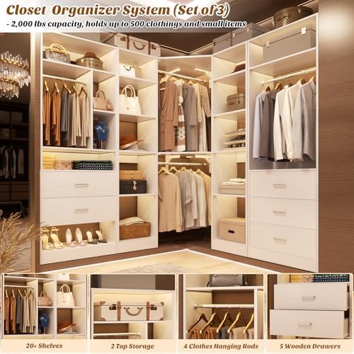Besiost Corner Closet System with 5 Drawers, Closet Organizer Systems - Image 4