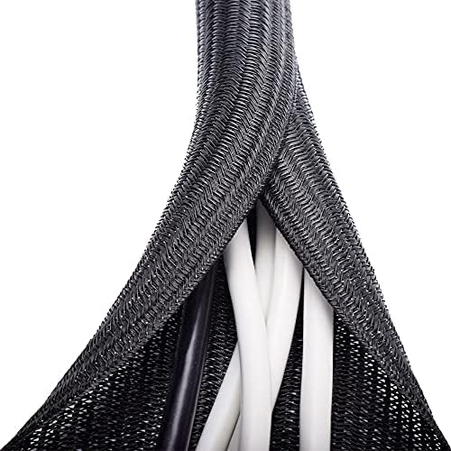 ZhiYo 20ft - 4/5 inch Cable Sleeve, Cord Wrap Wire Protector Tubing for Pets, PC Cable Wrap, Computer Cable Management Sleeve - Black by ZhiYo