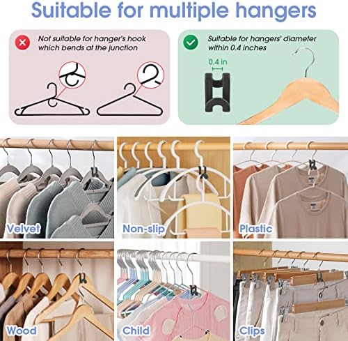 80Pcs Space Saving Hanger Hooks, Plastic Hanger Connector Hooks Black - Image 5
