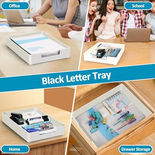 Paper Tray, 1-Pack Letter Tray, Desk Tray Organizer, Plastic A4 Letter-Size Printer Paper Holder, Rectangular Desktop Stackable File Mail Document Storage Container for Office Supplies School Home - Image 6