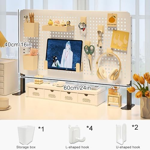 Clamp Desk Shelf, Combination Pegboard Kit, Office Partition Panel, Floating nizer, Green Vertical Desktop Storage for Home & Office (60cm) - Image 2