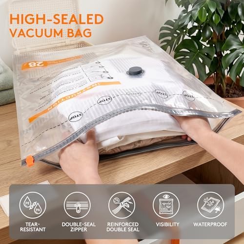 12 Packs Vacuum Seal Bags with USB/Type-C Pump, 3 Sizes Travel Vacuum Storage Bags for Clothing, Vacuum Packing Bags for Closet Organization, Bedding & Seasonal Storage - Image 5