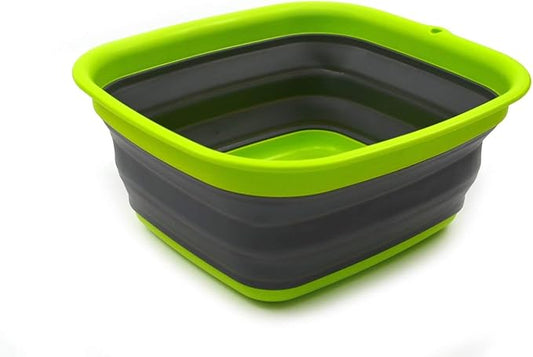 SAMMART 7.7L (2 Gallon) Collapsible Tub - Foldable Dishpan, Kitchen Sink for Camping - Portable Washing Basin - Space Saving Indoor Outdoor Plastic Washtub (Dark Grey, S)