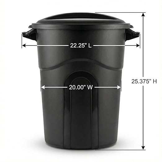 20 Gallon Heavy Duty Trash Can with Secure Click-Lock Lid – Durable All-Weather Plastic Garbage Bin for Outdoor Patio, Garage, Kitchen & Commercial Use – Black Utility Container