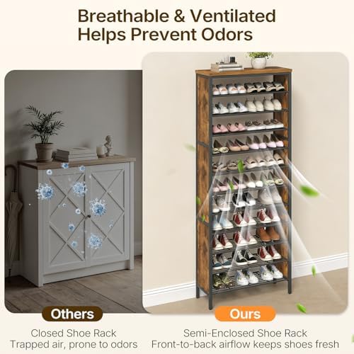 YATINEY 12-Tier Tall Shoe Rack, Large Shoe Storage Organizer for Closet - Image 6