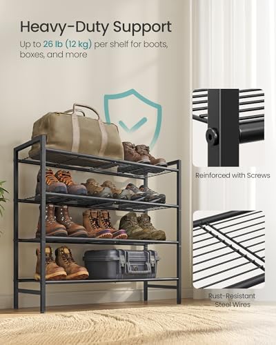 SONGMICS 4-Tier Metal Shoe Rack, Vertical Shelf, Holds up to 20 Pairs - Image 4