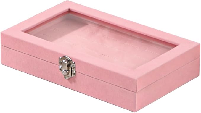 Travel Jewelry Box,Small Jewelry Case,Rings Earrings Cufflinks Organizer for Girls (Pink, Ring Box)