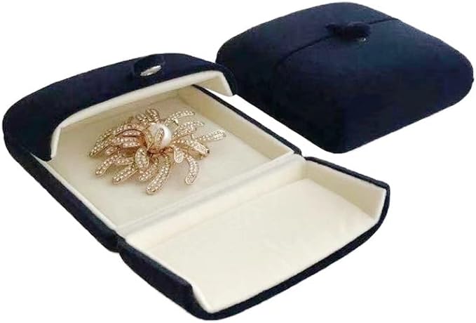 Navy Blue High End Luxurious Velvet Jewelry Box for Brooch Honorary Pin Badge Box Special Presentation Premium Grade Unique Design (Jewelry is not included)