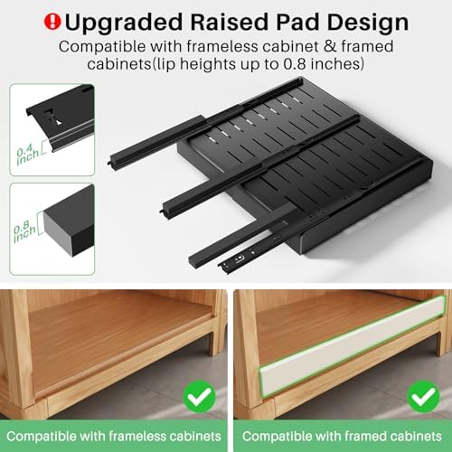 Kitstorack Pull out Cabinet Organizer, Expandable(12"-20") Heavy Duty Slide out Drawer Fixed with Adhesive Nano Film for Pots, Roll out Shelf Storage for Kitchen Base Organization(2-Pack) - Image 3