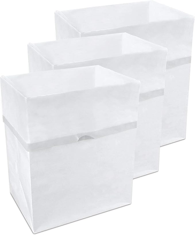 Clean Cubes 13 Gallon Disposable Pop-Up Trash Cans (3-Pack) with Fitted Bags – Foldable Garbage & Recycling Bins for Parties, Events & Kitchen (White, 17" H x 13.5" W x 10" D)