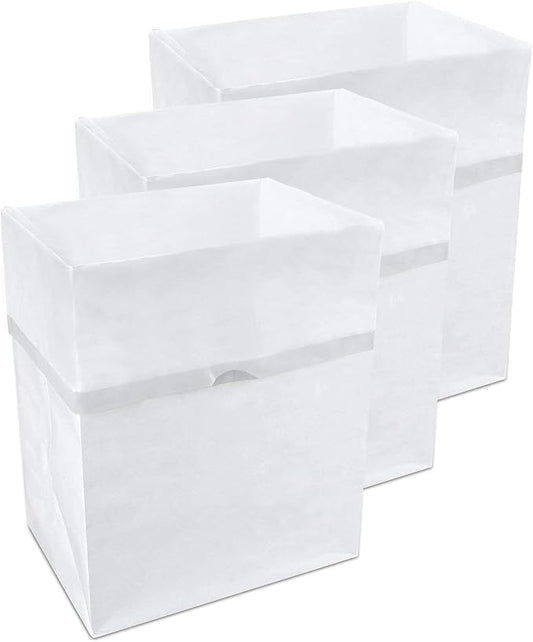 Clean Cubes 13 Gallon Disposable Pop-Up Trash Cans (3-Pack) with Fitted Bags – Foldable Garbage & Recycling Bins for Parties, Events & Kitchen (White, 17" H x 13.5" W x 10" D)